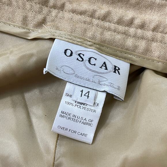00s OSCAR DE LA RENTA Vintage Tan Wool Pull On Straight Leg Dress Pants - Picture 6 of 7